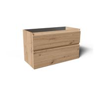 Saniclass Vita Meuble de salle de bains - 100x60x46cm - 2 tiroirs - sans poignée - 1 vasque - 1 trou de robinet - trop-plein - céramique - chêne rustique SW1413853/SW804532