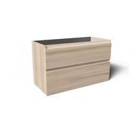 Saniclass Vita Meuble de salle de bains - 100x60x46cm - 2 tiroirs - sans poignée - plan de toilette - hêtre (bois) SW1413855/SW910974