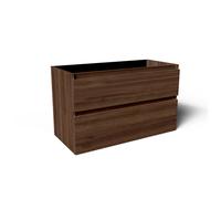 Saniclass Vita Meuble de salle de bains - 100x60x46cm - 2 tiroirs - sans poignée - plan de toilette - noyer SW1413852/SW892754