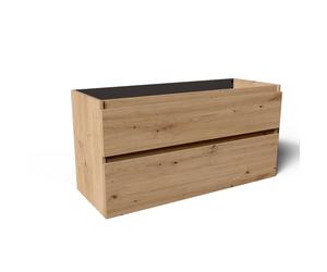 Saniclass Vita Meuble de salle de bains - 120x60x46cm - 2 tiroirs - sans poignée - plan de toilette - chêne rustique SW1239494/SW1413860