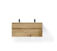 Saniclass Vita Meuble de salle de bains - 140x60x46cm - 4 tiroirs - sans poignée - 2 vasques - 2 trous de robinet - trop-plein - céramique - chêne rustique 2x SW1413845/SW761663