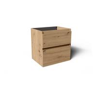 Saniclass Vita Meuble de salle de bains - 60x60x46cm - 2 tiroirs - sans poignée - 1 vasque - 1 trou de robinet - trop-plein - céramique - chêne rustique SW804530/SW1413841