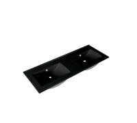 Saniclass Vygo Meuble lavabo - 121x2x46cm - trop-plein - 2 vasques - 0 trous de robinet - céramique - mat noir 2120EE double MB no faucet