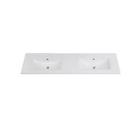 Saniclass Vygo Meuble lavabo - 161.5x46x2cm - trop-plein - 2 vasques - 0 trous de robinet - céramique - brillant blanc 9160E-nf