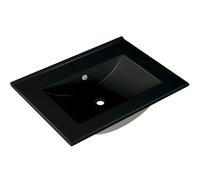 Saniclass Vygo Meuble lavabo - 61x2x46cm - trop-plein - 1 vasque - 0 trous de robinet - céramique - mat noir 2060E MB no faucet