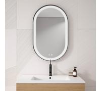 Saniclass Vygo Miroir - 80cm - ovale - 6mm - éclairage LED - chauffage miroir - noir 87672