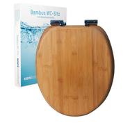 sanicomfort Abattant WC en bambou foncé avec système d'abaissement automatique pour fermeture silencieuse, confort d'assise chaud et agréable, couvercle de toilette, en bambou massif, charge maximale