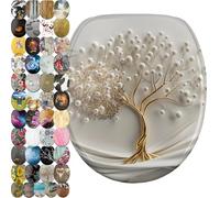 Sanilo Abattant WC avec frein de chute et libération rapide, Siège de WC amovible par simple pression sur un bouton, Montage facile par le haut (Tree of Life)