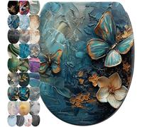 Sanilo Abattant WC avec frein de chute et libération rapide, Siège de WC amovible par simple pression sur un bouton, Montage facile par le haut (Mariposa)