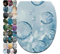 Sanilo Abattant WC avec frein de chute et libération rapide, Siège de WC amovible par simple pression sur un bouton, Montage facile par le haut (Bubbles)