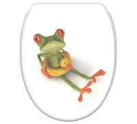 Sanilo Abattant WC avec frein de chute et libération rapide, Siège de WC amovible par simple pression sur un bouton, Montage facile par le haut (Froggy)