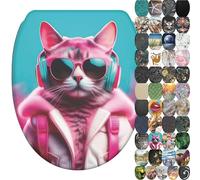 Sanilo Abattant WC frein de chute, Grande sélection de lunettes de toilette avec abaissement automatique, Fixation facile (Neon Cat)