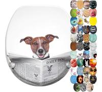 Sanilo Abattant WC frein de chute, Grande sélection de lunettes de toilette avec abaissement automatique, Fixation facile (Journal)