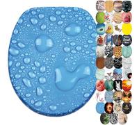 Sanilo Abattant WC frein de chute, Grande sélection de lunettes de toilette avec abaissement automatique, Fixation facile (Goutte de Rosée)