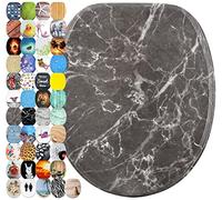 Sanilo Abattant WC Frein de Chute Soft Close - Grande sélection - Finition de Haute qualité - Fixation Facile (Marbré Gris)