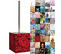 Sanilo Brosse WC et Porte Brosse, Grande sélection de brosses WC et de Portes Brosse, Manche en Acier Inoxydable, avec tête de Brosse remplaçable, Facile d'entretien (Roses)