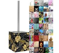 Sanilo Brosse WC et Porte Brosse, Grande Sélection, Manche en Acier Inoxydable, Tête Remplaçable, Facile d'Entretien (Golden Leaves)