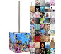 Sanilo Brosse WC et support, large choix de belle brosse WC et support, poignée en acier inoxydable, avec tête de brosse interchangeable, facile à nettoyer (océan)