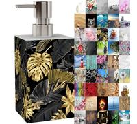 Sanilo Distributeur de Savon Haut de Gamme, Grande sélection, Design élégant, Chic, Un bel accroche-Regard pour la Salle de Bain (Golden Leaves)