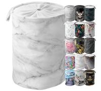 Sanilo Panier à linge, Corbeille à linge ronde, 60 litres, Sac à linge pliable avec des poignées (Béton)
