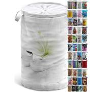 Sanilo Panier à linge, Corbeille à linge ronde, 60 litres, Sac à linge pliable avec des poignées (Bon Sentiment)