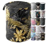 Sanilo Panier à linge, Corbeille à linge ronde, 60 litres, Sac à linge pliable avec des poignées (Golden Leaves)