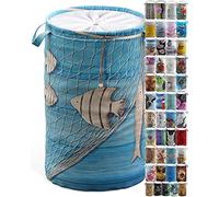 Sanilo Panier à linge, Corbeille à linge ronde, 60 litres, Sac à linge pliable avec des poignées (Navigation)