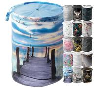 Sanilo Panier à linge, Corbeille à linge ronde, 60 litres, Sac à linge pliable avec des poignées (Sunset)