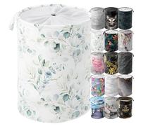 Sanilo Panier à Linge I Corbeille à Linge Ronde 60 Litres I Sac à Linge Pliable Avec des Poignées (Eucalyptus)