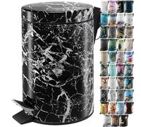 Sanilo Poubelle de Salle de Bain 3L avec système d’abaissement automatique, Nombreuses nouvelles Poubelles à Cosmétiques au choix, Poubelle avec seau intérieur (Marbre Noir)