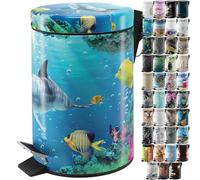 Sanilo Poubelle de Salle de Bain 3L avec système d’abaissement automatique, Nombreuses nouvelles Poubelles à Cosmétiques au choix, Poubelle avec seau intérieur (Dauphin)