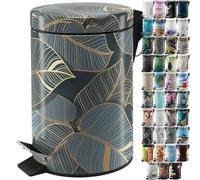 Sanilo Poubelle de Salle de Bain 3L avec système d’abaissement automatique, Nombreuses nouvelles Poubelles à Cosmétiques au choix, Poubelle avec seau intérieur (Monstera)