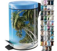 Sanilo Poubelle de Salle de Bain 3L avec système d’abaissement automatique, Nombreuses nouvelles Poubelles à Cosmétiques au choix, Poubelle avec seau intérieur (Caraïbes)