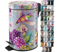 Sanilo Poubelle de Salle de Bain 3L avec système d’abaissement automatique, Nombreuses nouvelles Poubelles à Cosmétiques au choix, Poubelle avec seau intérieur (Colibri)