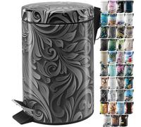 Sanilo Poubelle de Salle de Bain 3L avec système d’abaissement automatique, Nombreuses nouvelles Poubelles à Cosmétiques au choix, Poubelle avec seau intérieur (Floral)