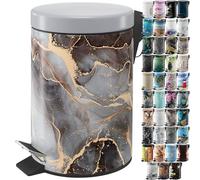 Sanilo Poubelle de Salle de Bain 3L avec système d’abaissement automatique, Nombreuses nouvelles Poubelles à Cosmétiques au choix, Poubelle avec seau intérieur (Marbre Abstrait)