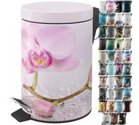 Sanilo Poubelle de Salle de Bain 3L avec système d’abaissement automatique, Nombreuses nouvelles Poubelles à Cosmétiques au choix, Poubelle avec seau intérieur (Blooming)