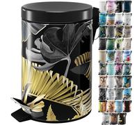 Sanilo Poubelle de Salle de Bain 3L avec système d’abaissement automatique, Nombreuses nouvelles Poubelles à Cosmétiques au choix, Poubelle avec seau intérieur (Golden Leaves)