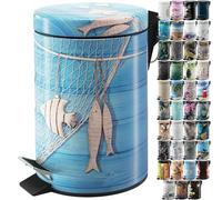 Sanilo Poubelle de Salle de Bain 3L avec système d’abaissement automatique, Nombreuses nouvelles Poubelles à Cosmétiques au choix, Poubelle avec seau intérieur (Navigation)