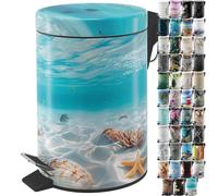 Sanilo Poubelle de Salle de Bain 3L avec système d’abaissement automatique, Nombreuses nouvelles Poubelles à Cosmétiques au choix, Poubelle avec seau intérieur (Waterworld)