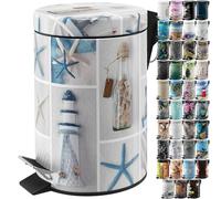 Sanilo Poubelle de Salle de Bain 3L avec système d’abaissement automatique, Nombreuses nouvelles Poubelles à Cosmétiques au choix, Poubelle avec seau intérieur (Brise de mer)