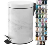 Sanilo Poubelle de Salle de Bain 3L avec système d’abaissement automatique, Nombreuses nouvelles Poubelles à Cosmétiques au choix, Poubelle avec seau intérieur (Marbre)