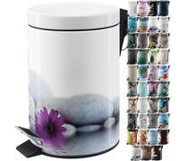 Sanilo Poubelle de Salle de Bain 3L avec système d’abaissement automatique, Nombreuses nouvelles Poubelles à Cosmétiques au choix, Poubelle avec seau intérieur (Energy Stones)