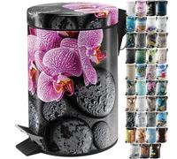 Sanilo Poubelle de Salle de Bain 3L avec système d’abaissement automatique, Nombreuses nouvelles Poubelles à Cosmétiques au choix, Poubelle avec seau intérieur (Madeira)