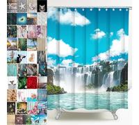 Sanilo Rideau de Douche 180 x 200 cm, Large Choix de Beaux Rideaux de Bain, Haute qualité, 12 Anneaux Inclus, Imperméable, Effet Anti-moisissures (Cascade)