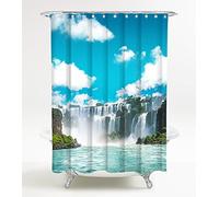 Sanilo Rideau de Douche Cascade 180 x 200 cm | de Haute qualité | 12 Anneaux Inclus | imperméable | Effet Anti-moisissures