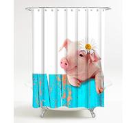 Sanilo Rideau de Douche Cochon 180 x 200 cm | de Haute qualité | 12 Anneaux Inclus | imperméable | Effet Anti-moisissures