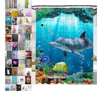 Sanilo Rideau de Douche, Large Choix de Beaux Rideaux de Bain, Haute qualité, 12 Anneaux Inclus, Imperméable, Effet Anti-moisissures (Dauphin)