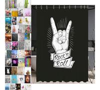 Sanilo Rideau de Douche, Large Choix de Beaux Rideaux de Bain, Haute qualité, 12 Anneaux Inclus, Imperméable, Effet Anti-moisissures (Rock 'n' Roll)