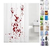 Sanilo Rideau de Douche, Large Choix de Beaux Rideaux de Bain, Haute qualité, 12 Anneaux Inclus, Imperméable, Effet Anti-moisissures (180 x 200 cm, Blood Hands)
